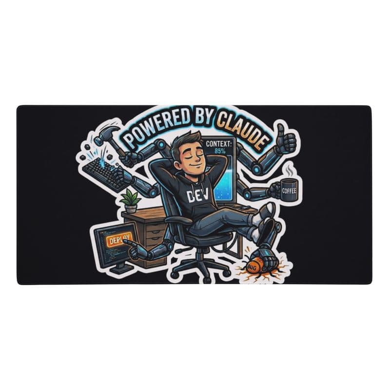 POWERED BY CLAUDE — Developer Desk Mat by ByteWear