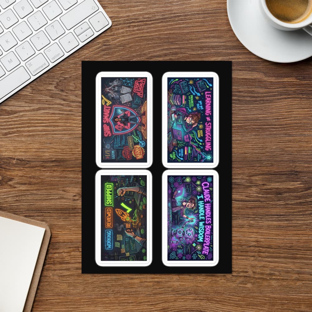 Shipped With Standards Sticker Sheet — Developer Stickers for Programmers — Developer T-Shirt by ByteWear — view 6