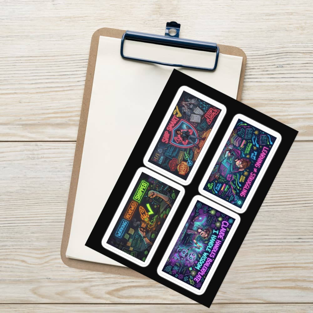 Shipped With Standards Sticker Sheet — Developer Stickers for Programmers — Developer T-Shirt by ByteWear — view 9