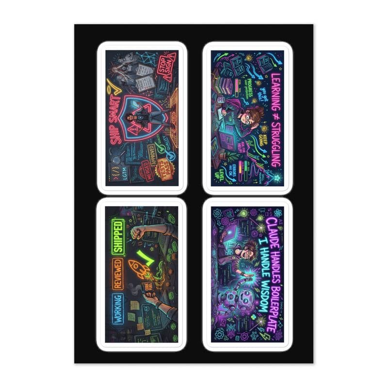 Junior developer sticker for imposter syndrome: "Learning ≠ Struggling"